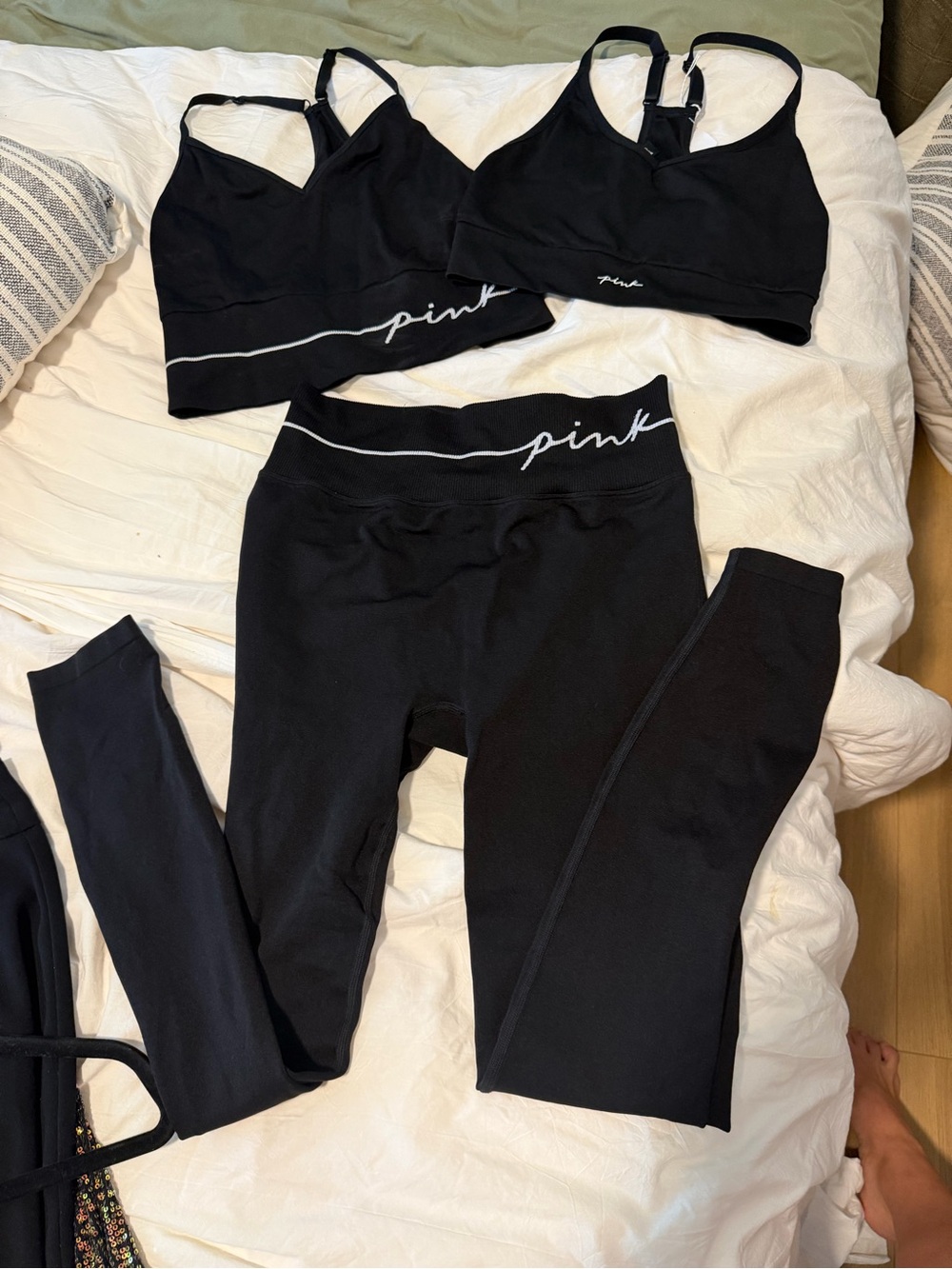 PINK Victoria's Secret Black Leggings with Script Waistband